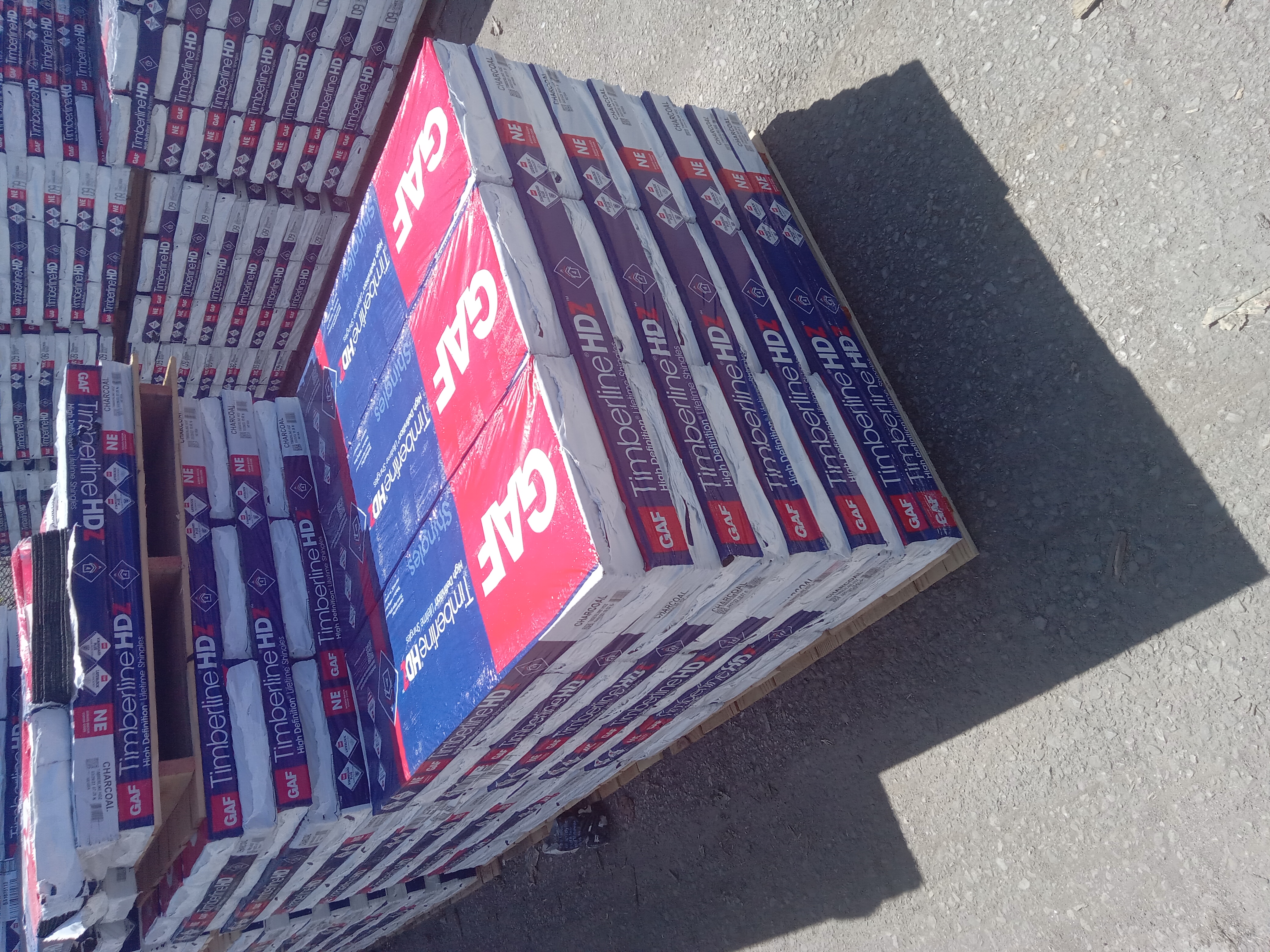 GAF shingles being laid